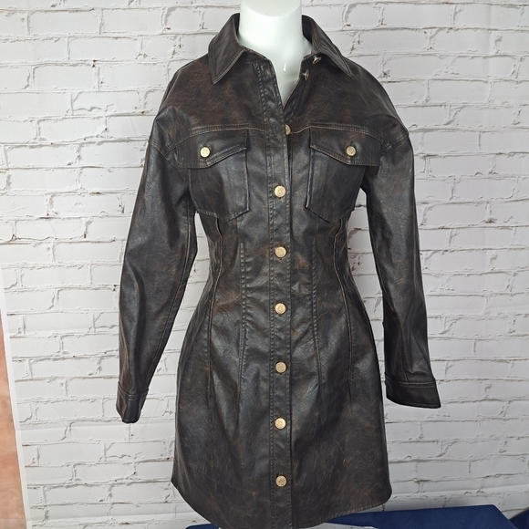 ZARA Washed Faux Leather Dress - Picture 4 of 10